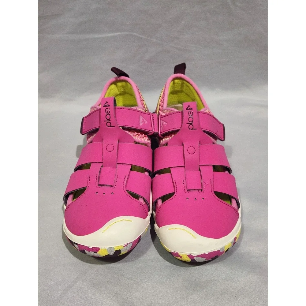 Plae Sam 2.0 Water Sandals Girls Size 3 Pink Yellow Excellent Hybrid Sport Shoes